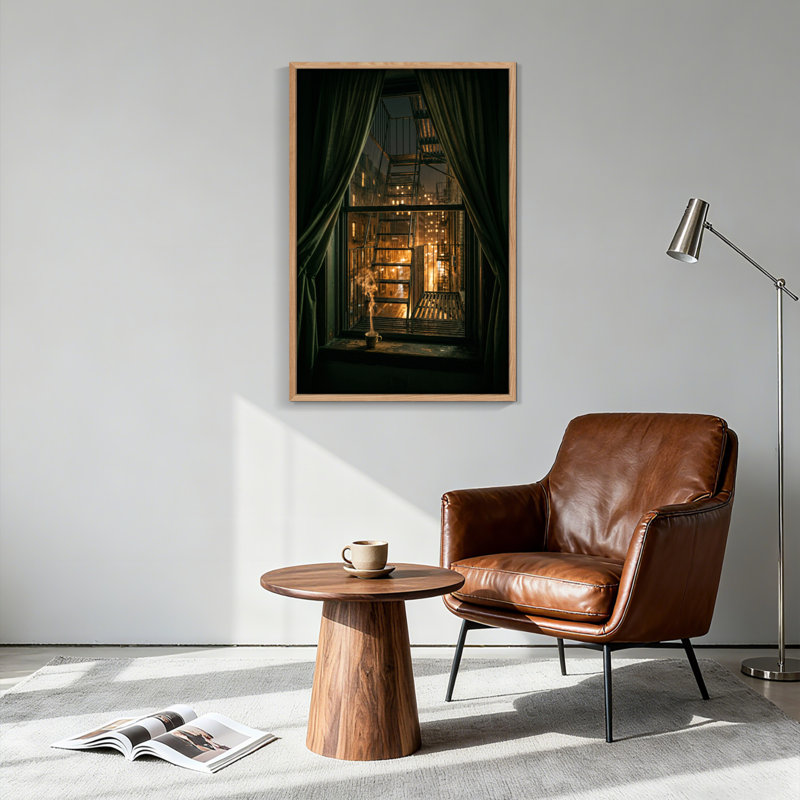 Ensemble de 1 tableau sur toile représentant une vue par la fenêtre, 24"H x 18"W, Natural