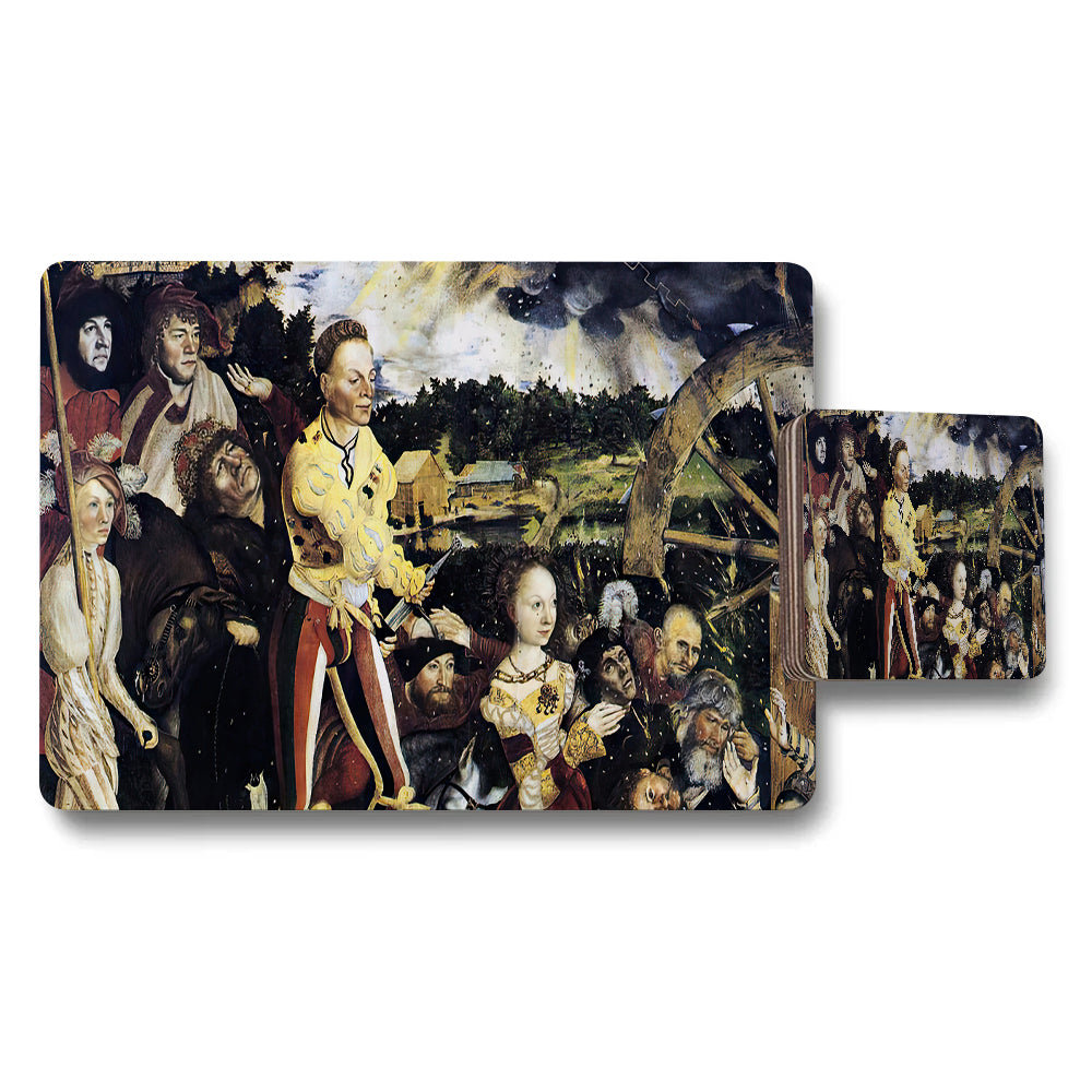 Placemat and Coaster Set Featuring Classic Renaissance Painting