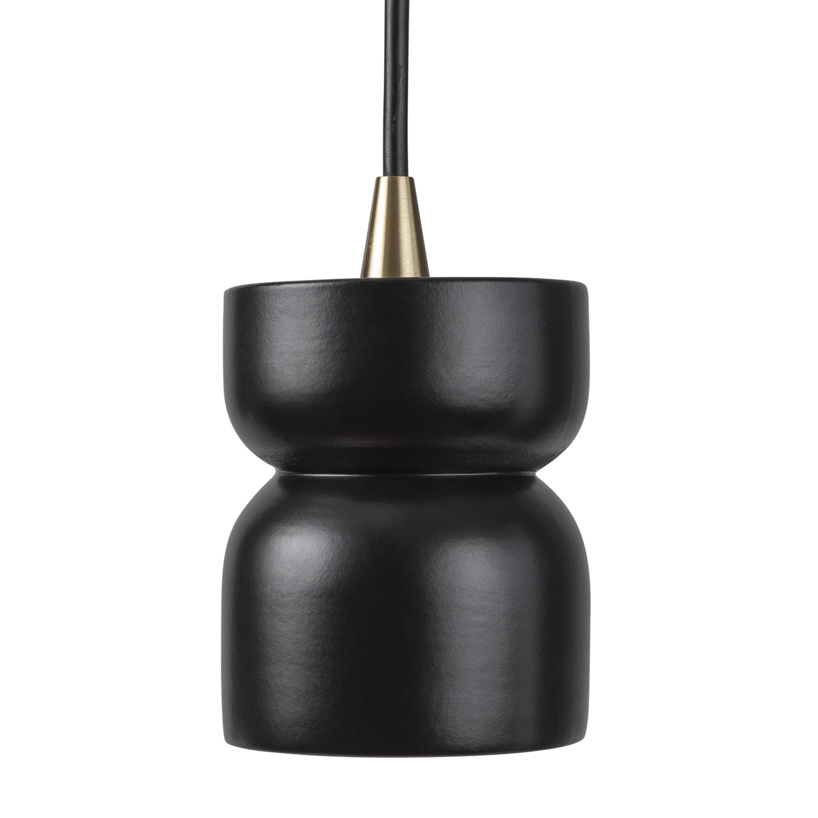 Leni Dimmable Ceramic Single Light Pendant, Carbon Matte Black, Antique Brass