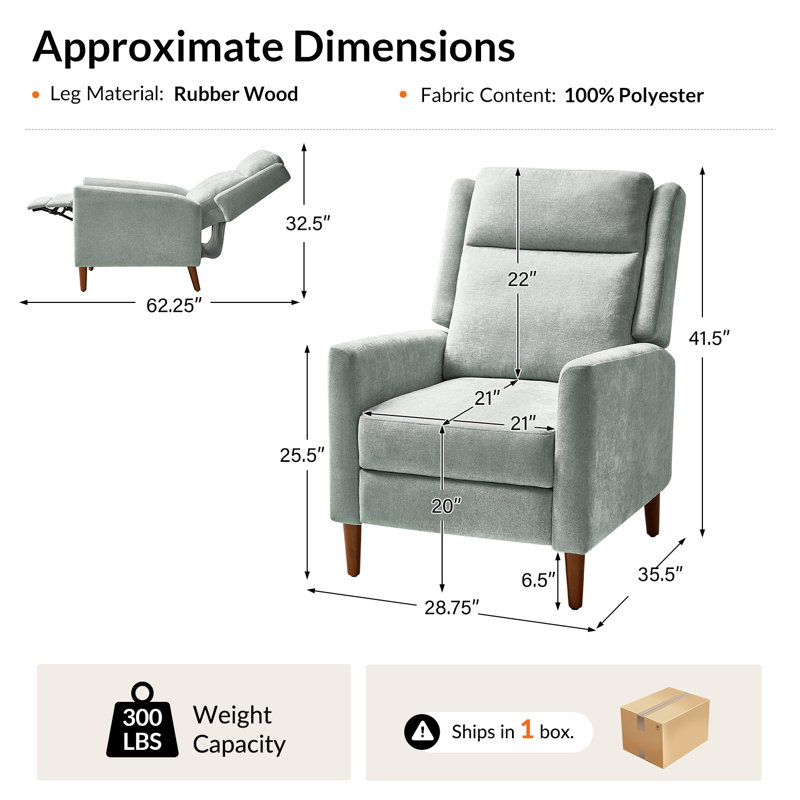 Fauteuil inclinable de 27 po Adana, Sauge