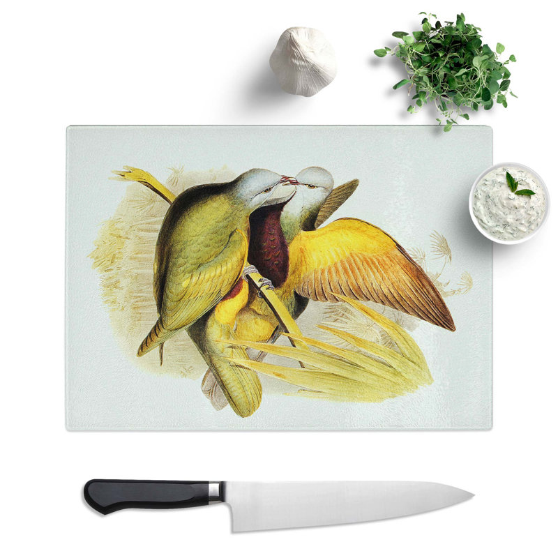 Tempered Glass Allied Fruit-Pigeons by Elizabeth Gould Chopping Board, 39cm W x 28.5cm L