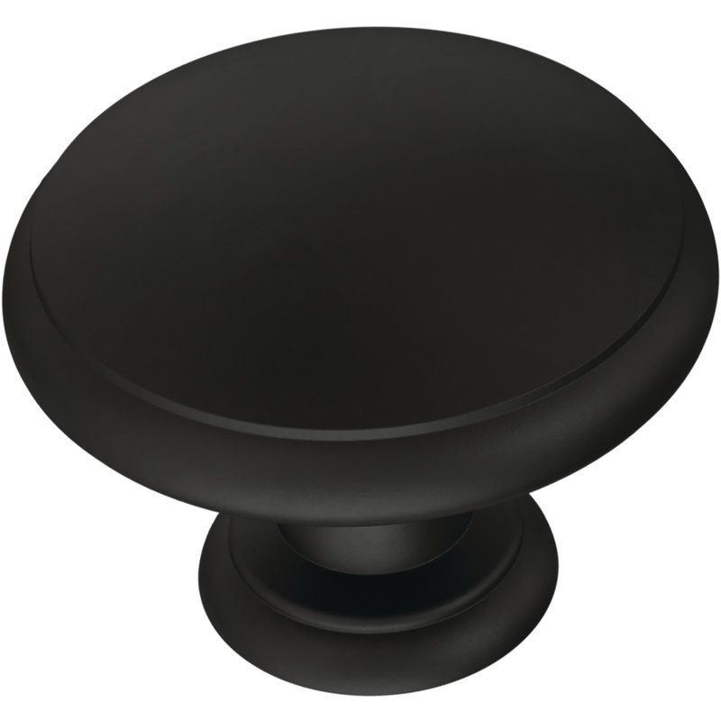 Poignée ronde, Noir mat, Diamètre du bouton de 1 1/4 po