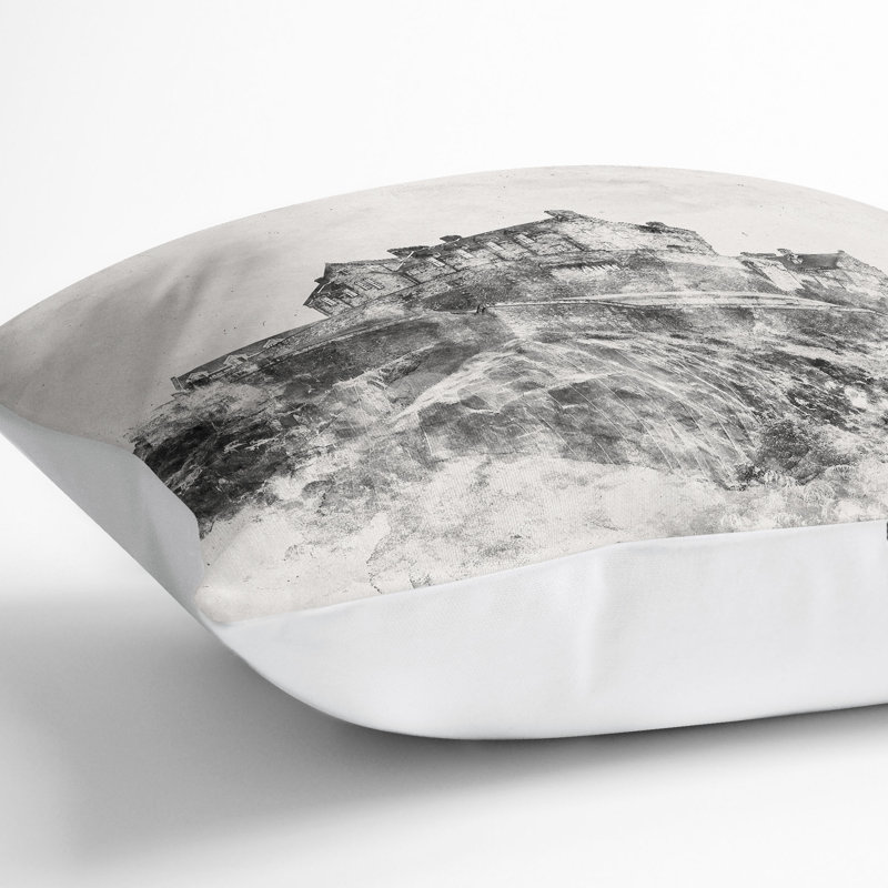 Edinburgh Castle in Scotland Cushion with Filling, 55cm H x 55cm W x 20cm D, White