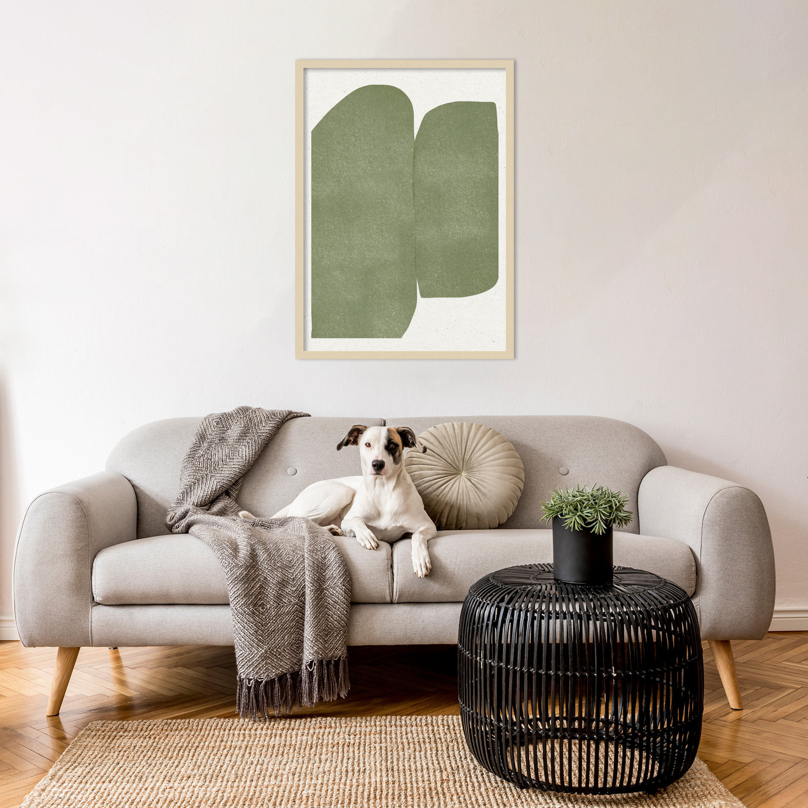 Rooney "Green Paper Cut Modern" Print, Brown, 33" H x 24" W