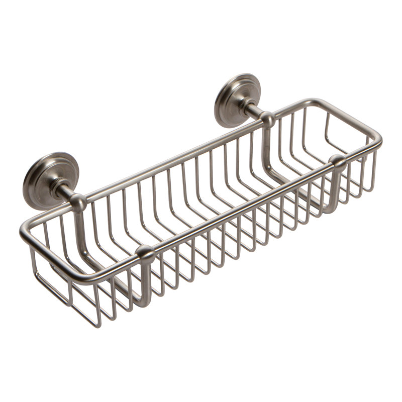 London Terrace Toiletry Basket, Satin Nickel, 3.25" H x 12.31" W x 5.31" D