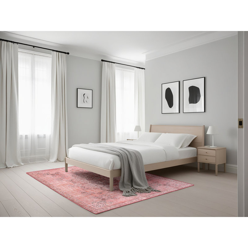 Tapis abstrait rose / gris, Rectangle 5 pi x 7 pi
