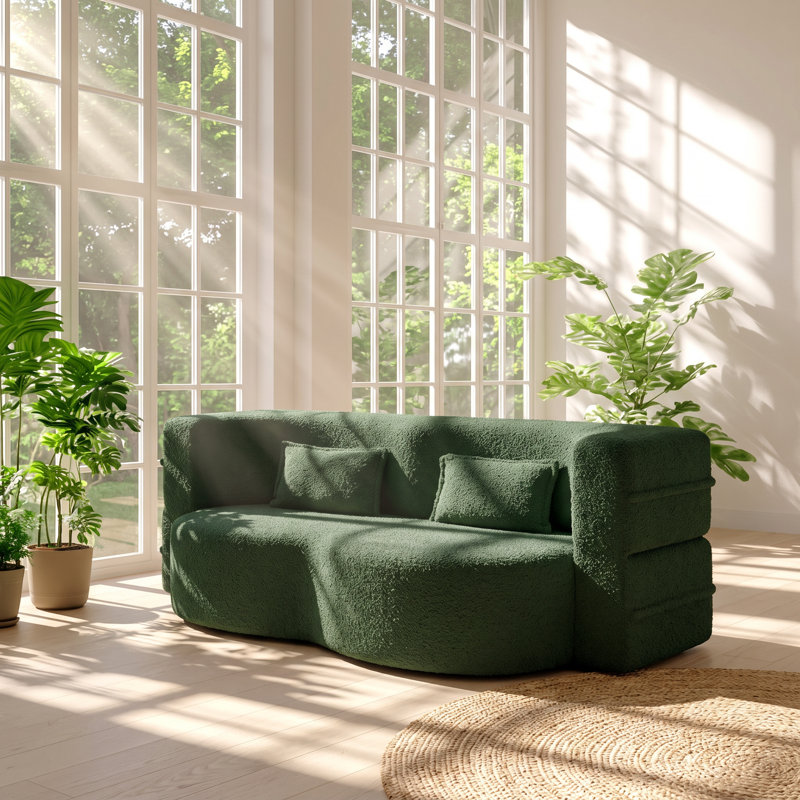 Canapé-lit Bobby convertible en polaire Sherpa, 198 cm L x 101 cm P x 76 cm H