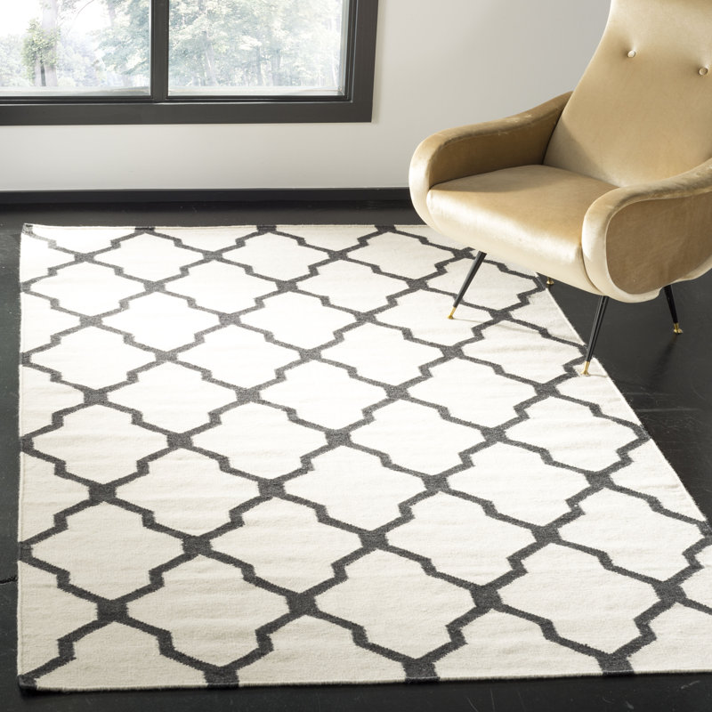 Tapis géométrique tissé à la main en laine / viscose / coton Rodgers, Rectangle 4 pi x 6 pi
