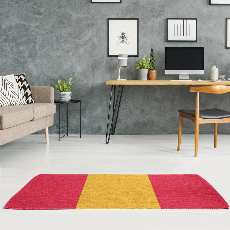 Tapis à rayures de football de couleur rouge poly kansas city, Rectangle 8 pi x 10 pi