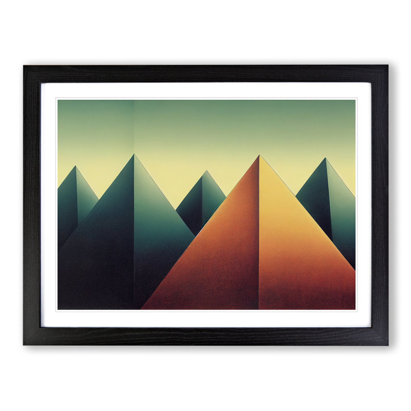 Hewarming Pyramids Abstract - Single Picture Frame Print, 46cm H x 64cm W x 2cm D, Black
