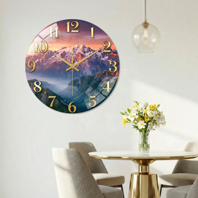 Horloge murale en verre Mountain