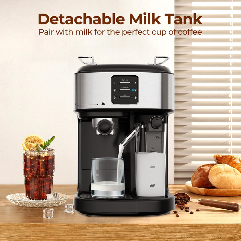 Machine à expresso 20Bar Electactic - 3-en-1 avec mousseur à lait, double chauffage, compatible avec les capsules