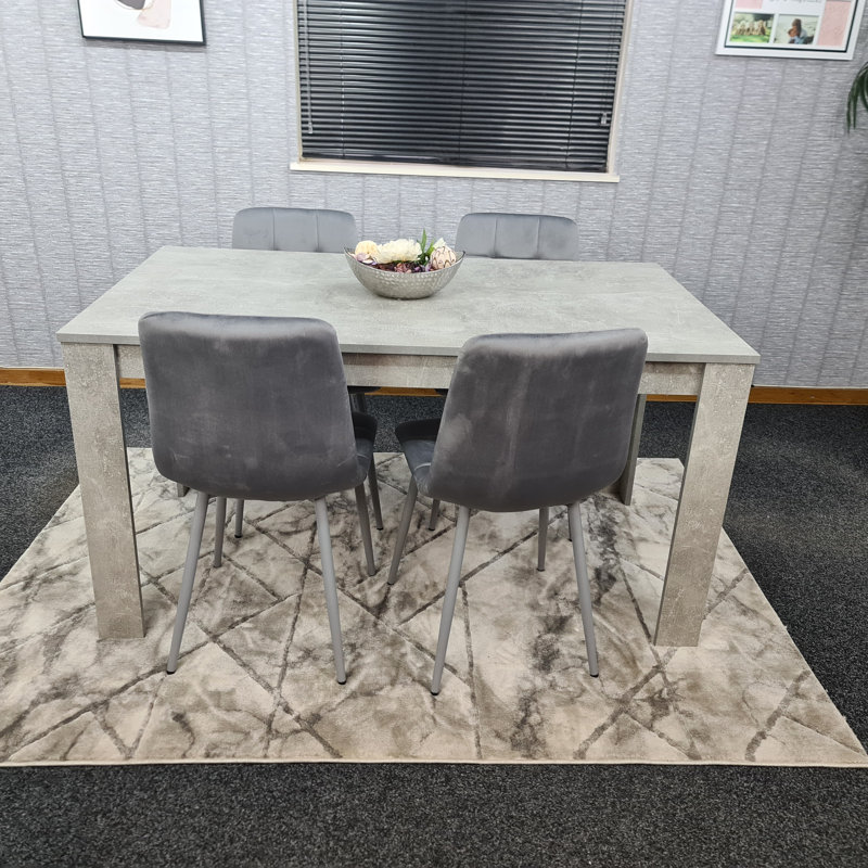 Amiela 6 - Person Dining Set, 75cm H x 117cm W x 77cm D, 5 Pieces: Table,4 Chairs, Grey