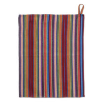 Pair of Striped Cotton Dish Towels Hand-Woven in Guatemala - Kitchen Love