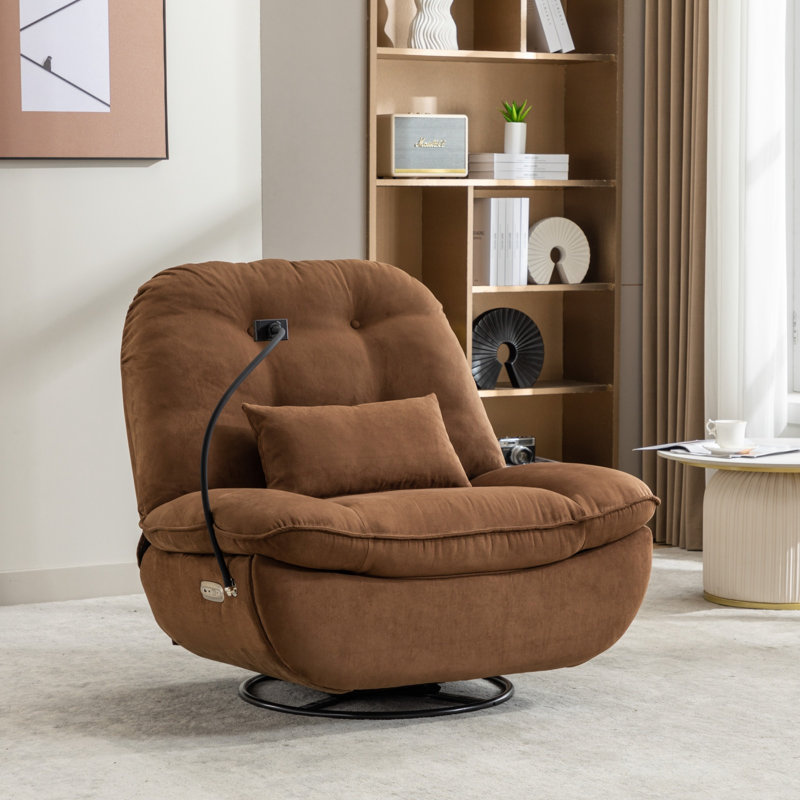 Fauteuil inclinable électrique pivotant avec chargeur USB, lecteur de musique Bluetooth et plusieurs modes de fonctionnement pour le sommeil, le travail et les loisirs, fauteuil inclinable