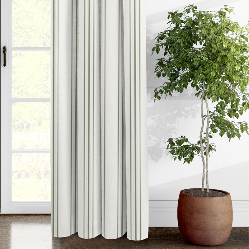 August Stripe Grommet Drapery Panels - Pair, Sweet Grass, 50" W x 108" L