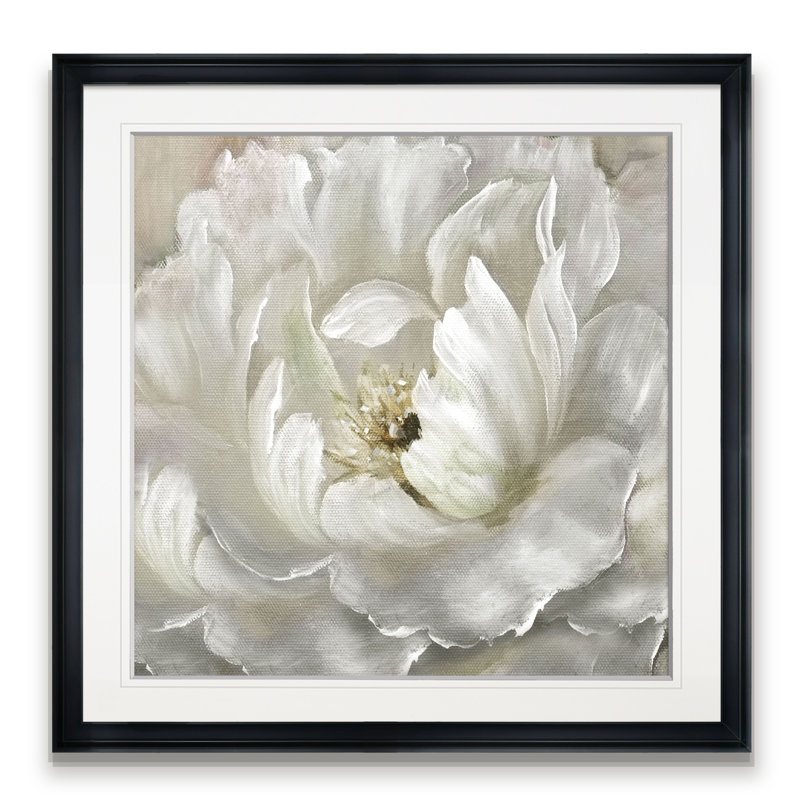 Tableau « Pivoine parfaite », H 16 po x l 16 po x P 1,5 po, Cadre noir