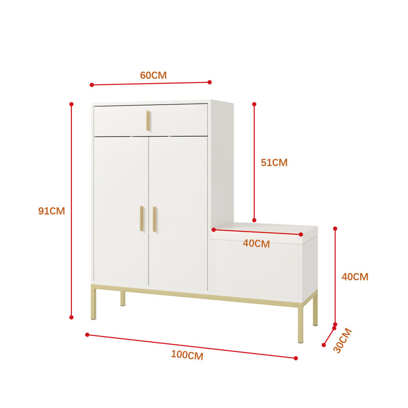 Bonamy Hallway Shoe Storage Bench with Seat and Drawer, Modern Shoe Cabinet