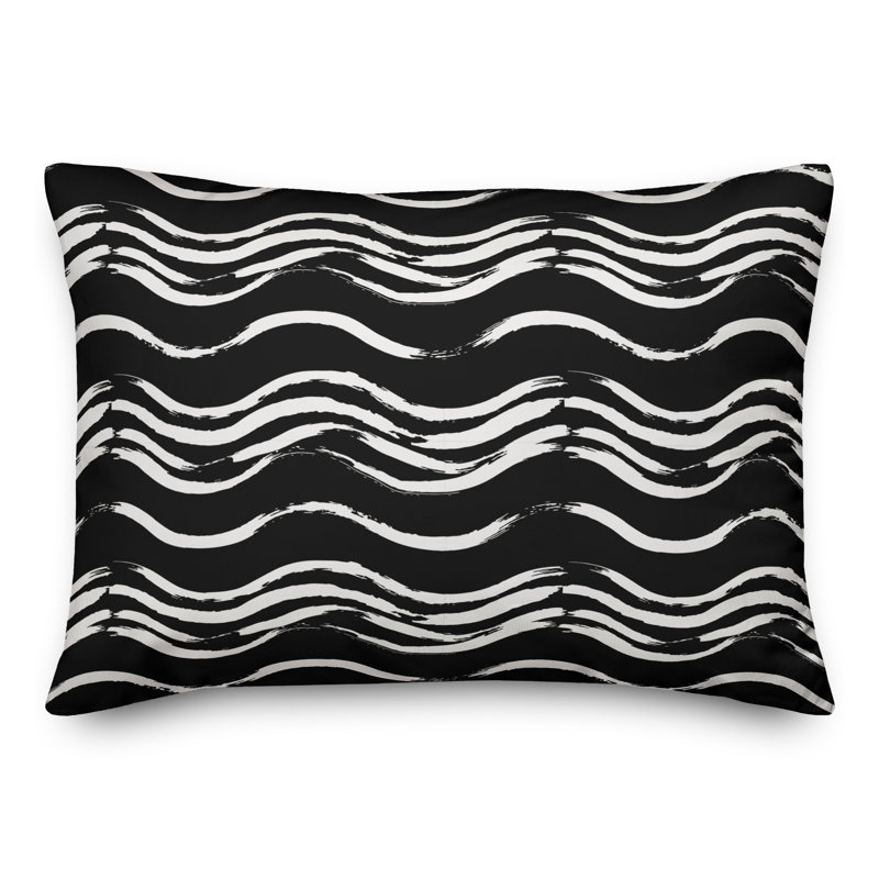 Coussin extérieur Black Waves, H 18 po x l 25 po, Noir