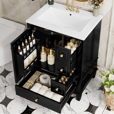 24" Bathroom Vanity With Ceramic Sink