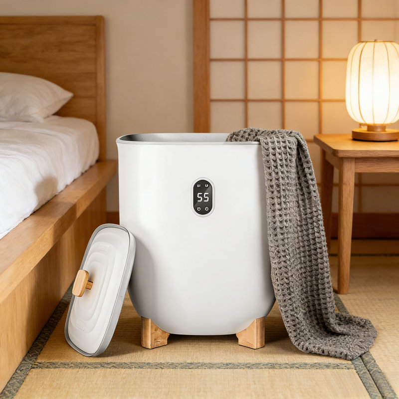 Chauffe-serviettes 25L blanc: 2 modes, arrêt automatique, écran plat, convient aux couvertures et aux robes, idéal pour les cadeaux
