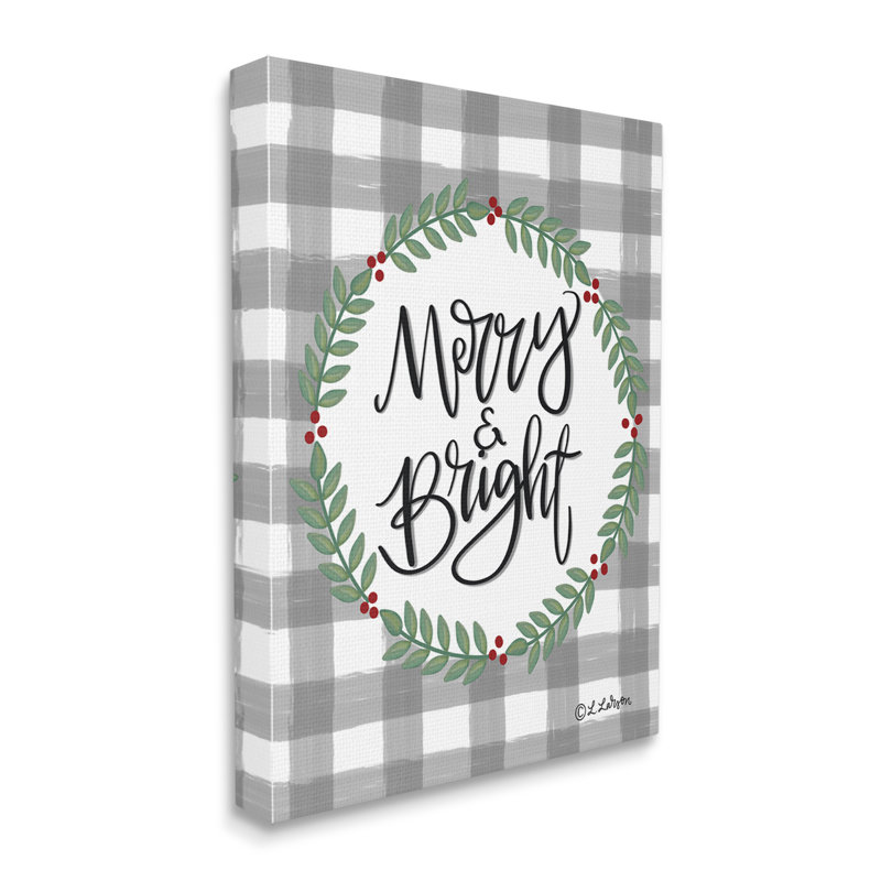 Merry & Bright Gingham Christmas, Toile tendue, H 20 po x l 16 po x P 1,5 po