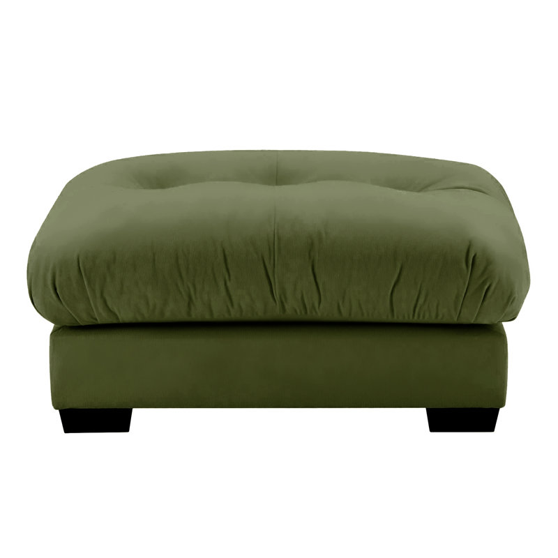 Repose-pieds élégant en velours vert olive - Doux, confortable et polyvalent pour le salon