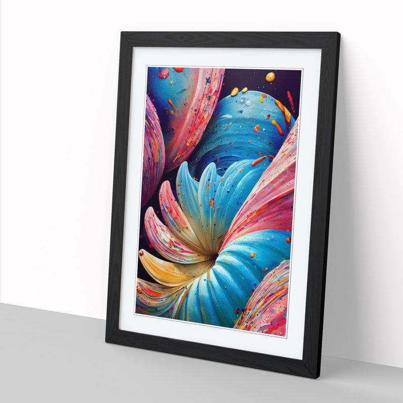 Seashell Splatter Vol.2 - Single Picture Frame Painting, Black, 64cm H x 46cm W x 2cm D