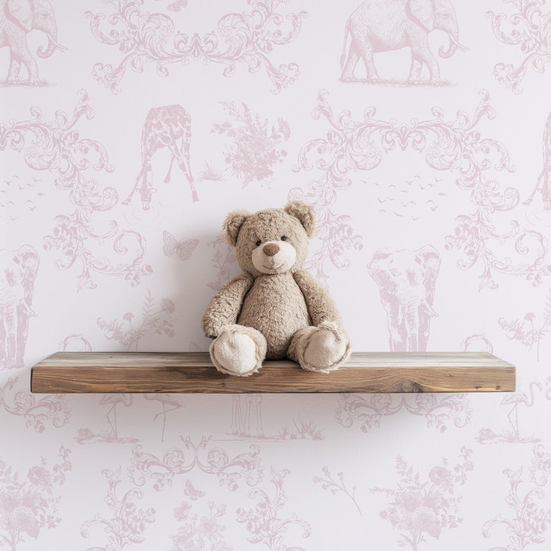 Pink Safari Toile de Jouy Wallpaper