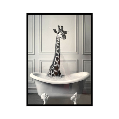 Bubble Bath Giraffe Framed Art