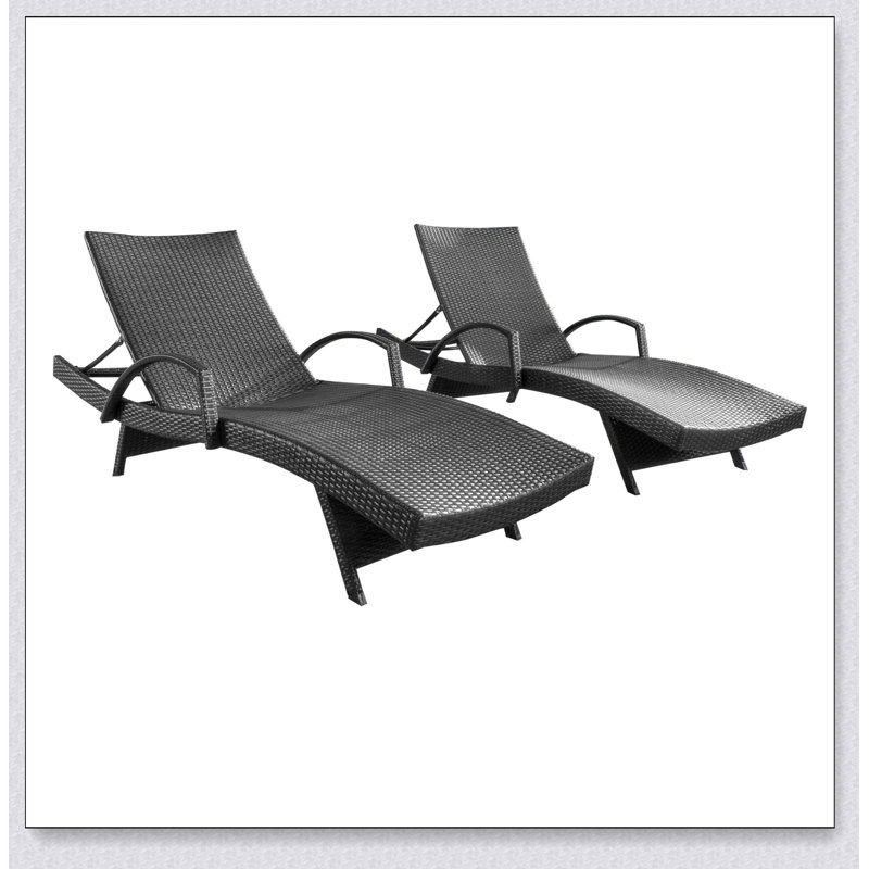 Chaise longue en osier de polyéthylène avec bras