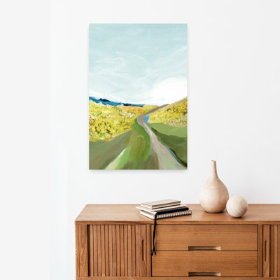Pathway Through Golden Fields Abstract Contemporary Landscape Nature Wall Art