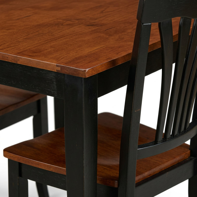 Black Cherry Rubber Wood Rectangular 3 Piece Dining Set With 2 Chairs Drop Leaf