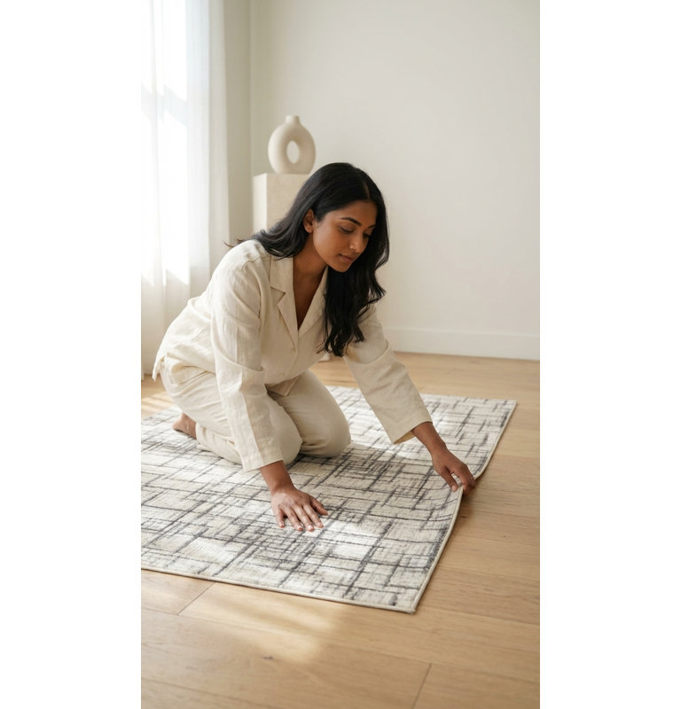 Tapis ivoire et gris anthracite Farley, Ivory/Charcoal, 10 pi 0 po x 14 pi 0 po