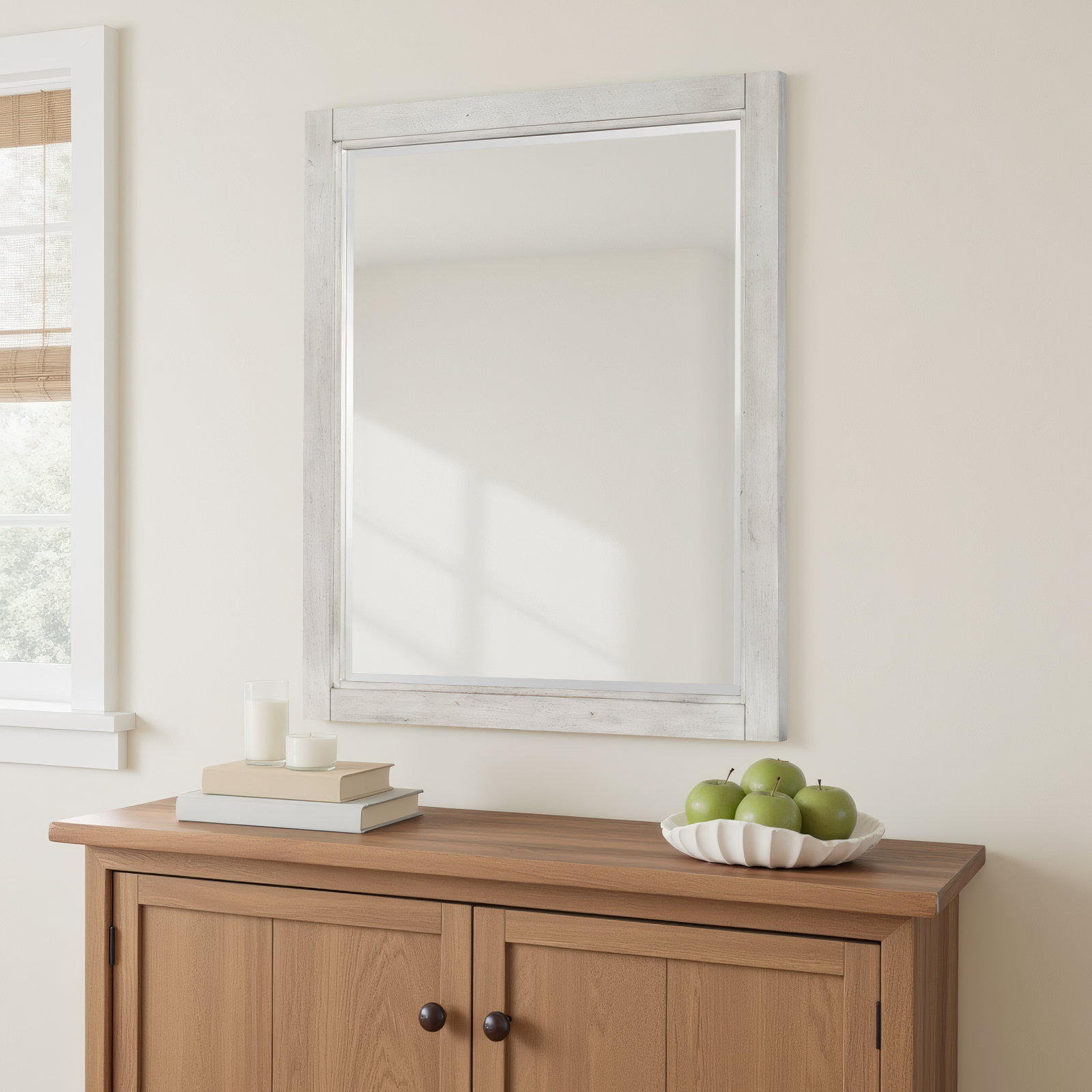 Tyson 34" Mirror, Stone Path White
