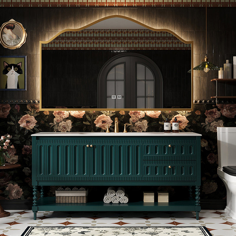 Bathroom cabinet American retro style, Peacock Green, 32.28" H x 51.18" W x 21.65" D
