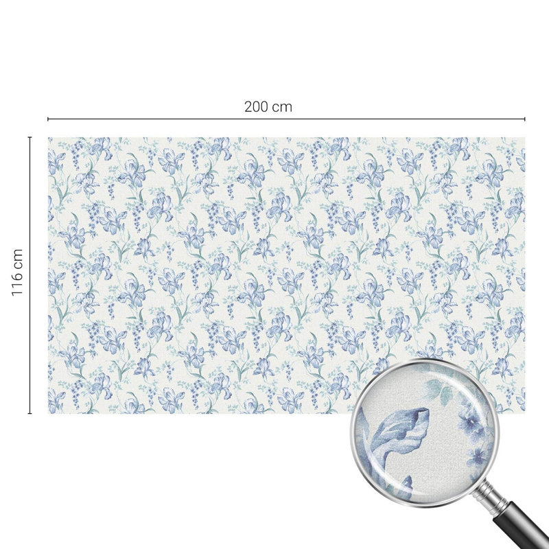 Blue flowers stained glass adhesive privacy window decorative film 100x116 Tulup, 116cm W x 200cm L