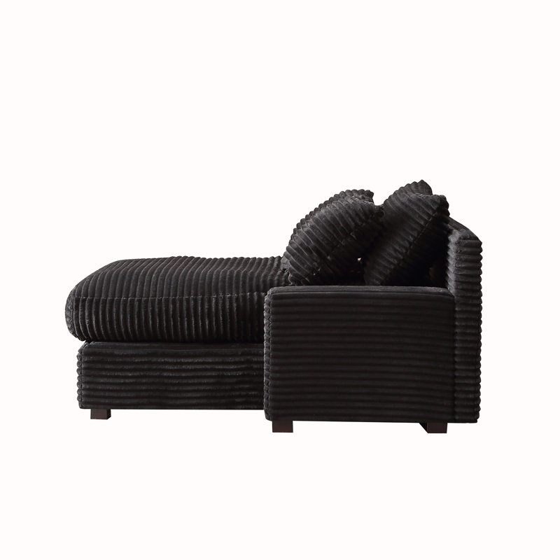 Upholstered Accent Chair, Black Corduroy