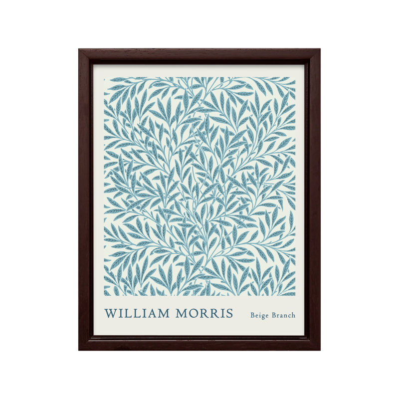 William Morris - Branche No2, Canvas, 18"H x 24"W, Brown Framed