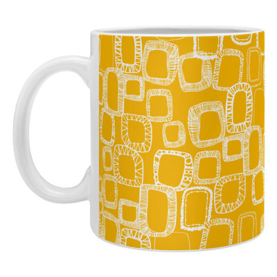 Grande tasse à café en moutarde formes et carrés