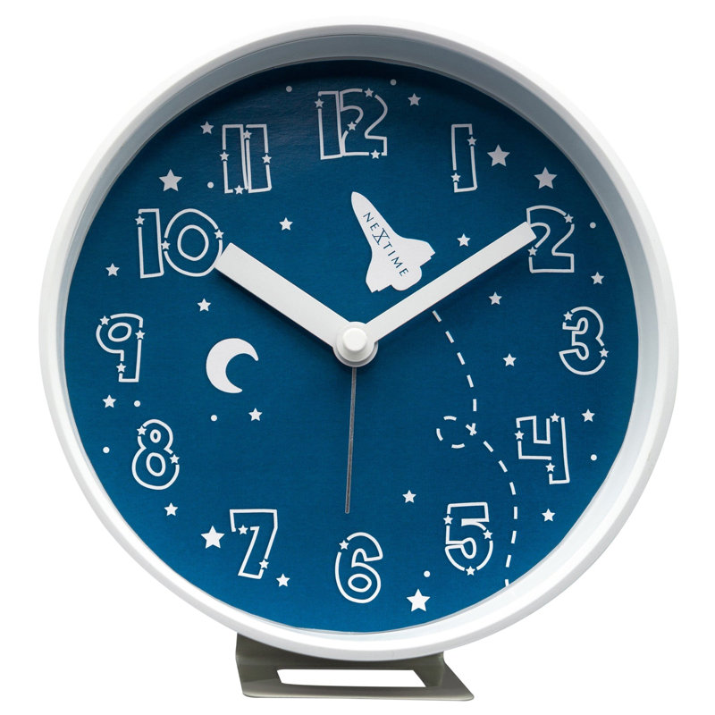 Analogue Quartz Movement / Crystal Tabletop Clock with Alarm in Blue