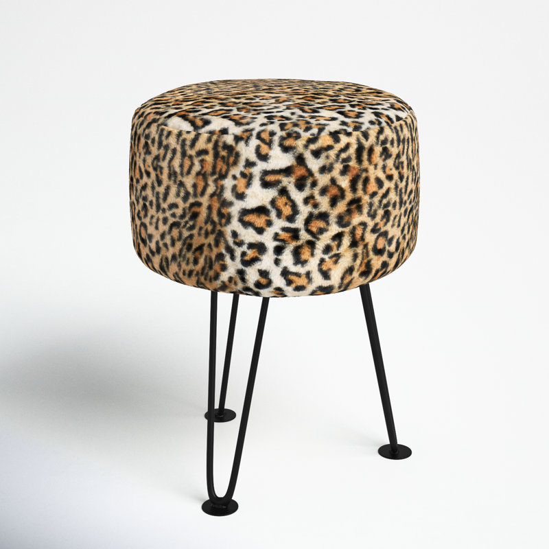 Cannock Upholstered Ottoman, Brown Faux Fur