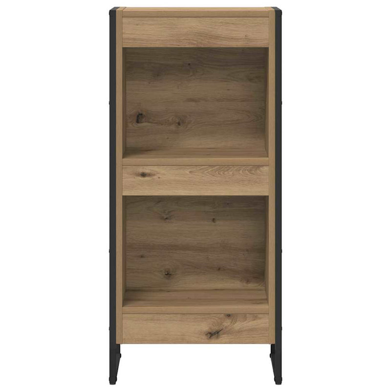Steel Book Cabinet Bookcase, (2 Shelves) 86.5cm. H x 40cm. W x 30cm. D, Artisian Oak