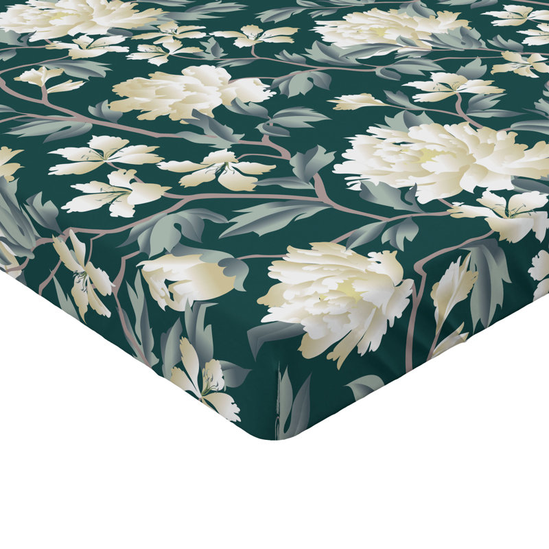 Drap-housse Ambesonne, Crème, vert laurier / floral, Drap-housse très grand californien