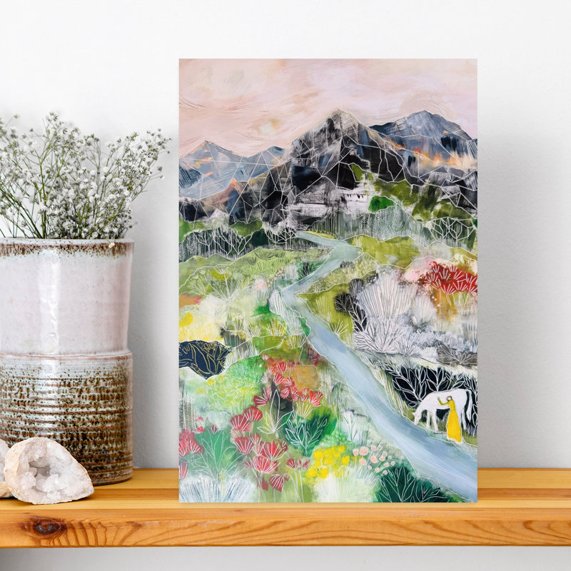 Contemporary Art Abstract Modern Horse Landscape Mountain Wall Art by Sarah Fitzgerald - Wrapped Canvas Print