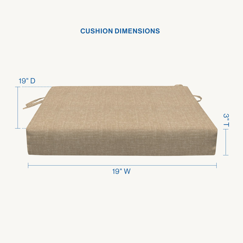 Coussin de siège d'extérieur carré Meridian, H 3 po x l 19 po x P 19 po, Tanné