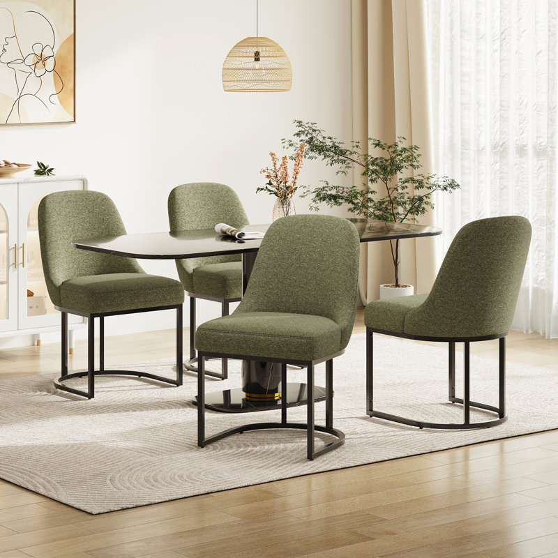 Chaise de salle à manger rembourrée Modern, Vert
