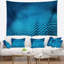 Tapisserie abstraite ondulée bleue-28496354