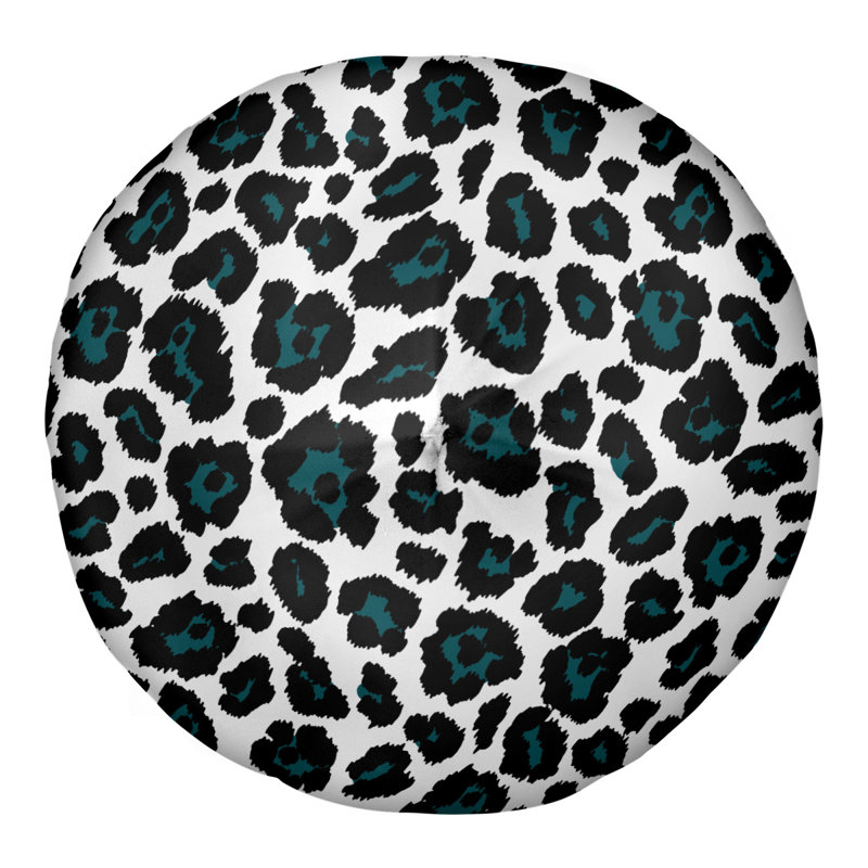 Housse et insert de coussin touffeté rond, Blanc / noir / bleu, H 30 po x l 30 po x P 4 po