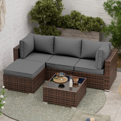 9-Pieces 3.5'' Outdoor Replacement Cushion Set Seat/Back Cushion for 4 Person (Sofa Not Included)